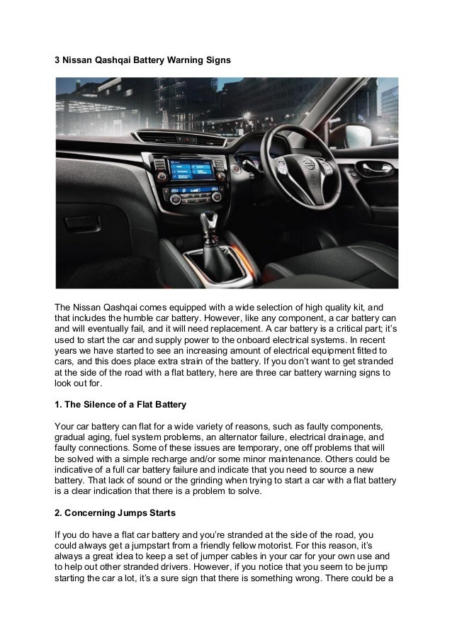 3 Nissan Qashqai Battery Warning Signs