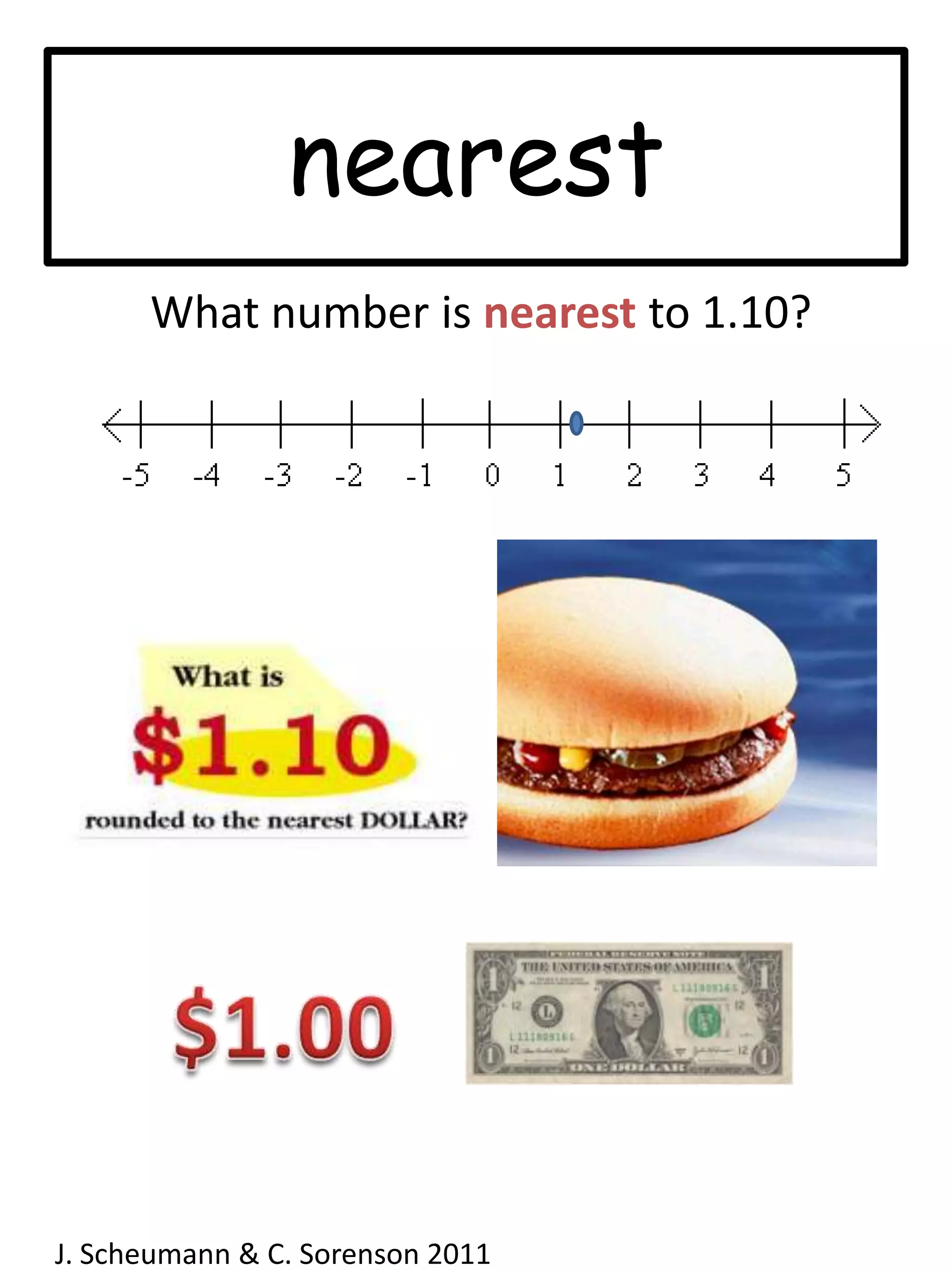 nearestWhat number is nearestto 1.10?$1.00J. Scheumann & C. Sorenson 2011  