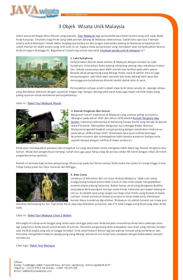 3 Objek Wisata Unik Malaysia 3 Objek Wisata Unik Malaysia