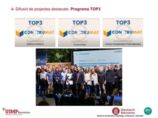 4- Difusió de projectes destacats. Programa TOP3
Gerència de Serveis d’Habitatge, Urbanisme i Activitats
 