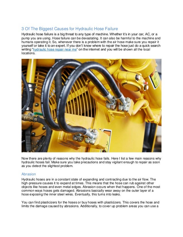 3 of the biggest causes for hydraulic hose failure