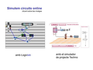 Simulem circuits online
          clicant sobre les imatges




     amb Logiclab                     amb el simulador
                                      de projecte Techno
 