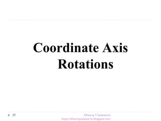 37
Coordinate Axis
Rotations
Dheeraj S Sadawarte
https://dheerajsadawarte.blogspot.com
 