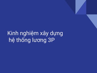 Kinh nghiệm xây dựng
hệ thống lương 3P
 