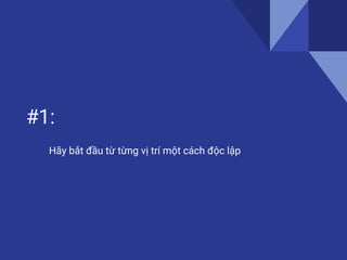 #1:
Hãy bắt đầu từ từng vị trí một cách độc lập
 