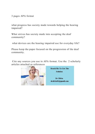 3 pages APA formatwhat progress has society made towards helpi | PDF