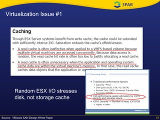 Random ESX I/O stresses disk, not storage cache Source:  VMware SAN Design White Paper Virtualization Issue #1 
