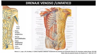 DRENAJE VENOSO /LINFATICO
Moore, k. L., agur, a. M., & dalley, a. F. (2015).”Capítulo 5 abdomen” fundamentos de anatomía con orientación clínica 5a. Ed.. Barcelona: wolters kluwer. 765- 803
Netter. Atlas de anatomía humana. Ed. Elsevier. Ed. 7°. 2019. 457 -477
 