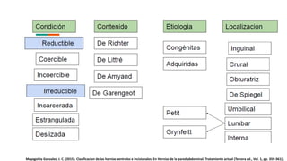 Mayagoitia Gonzalez, J. C. (2015). Clasificacion de las hernias ventrales e incisionales. En Hernias de la pared abdominal. Tratamiento actual (Tercera ed., Vol. 1, pp. 359-361)..
 