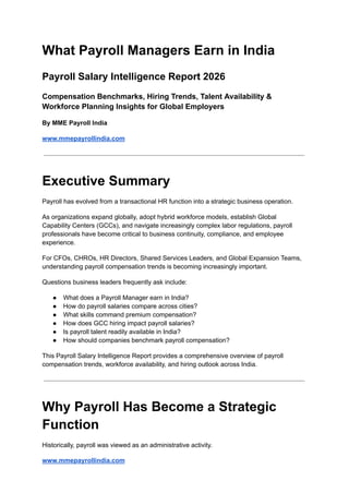 Comprehensive Payroll Salary Intelligence Report 2026 for India | PDF