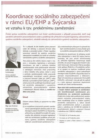 Koordinace sociálního zabezpečení v rámci EU/EHP a Švýcarska