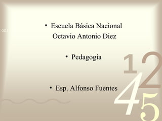 421
0011 0010 1010 1101 0001 0100 1011
• Escuela Básica Nacional
Octavio Antonio Diez
• Pedagogía
• Esp. Alfonso Fuentes
 