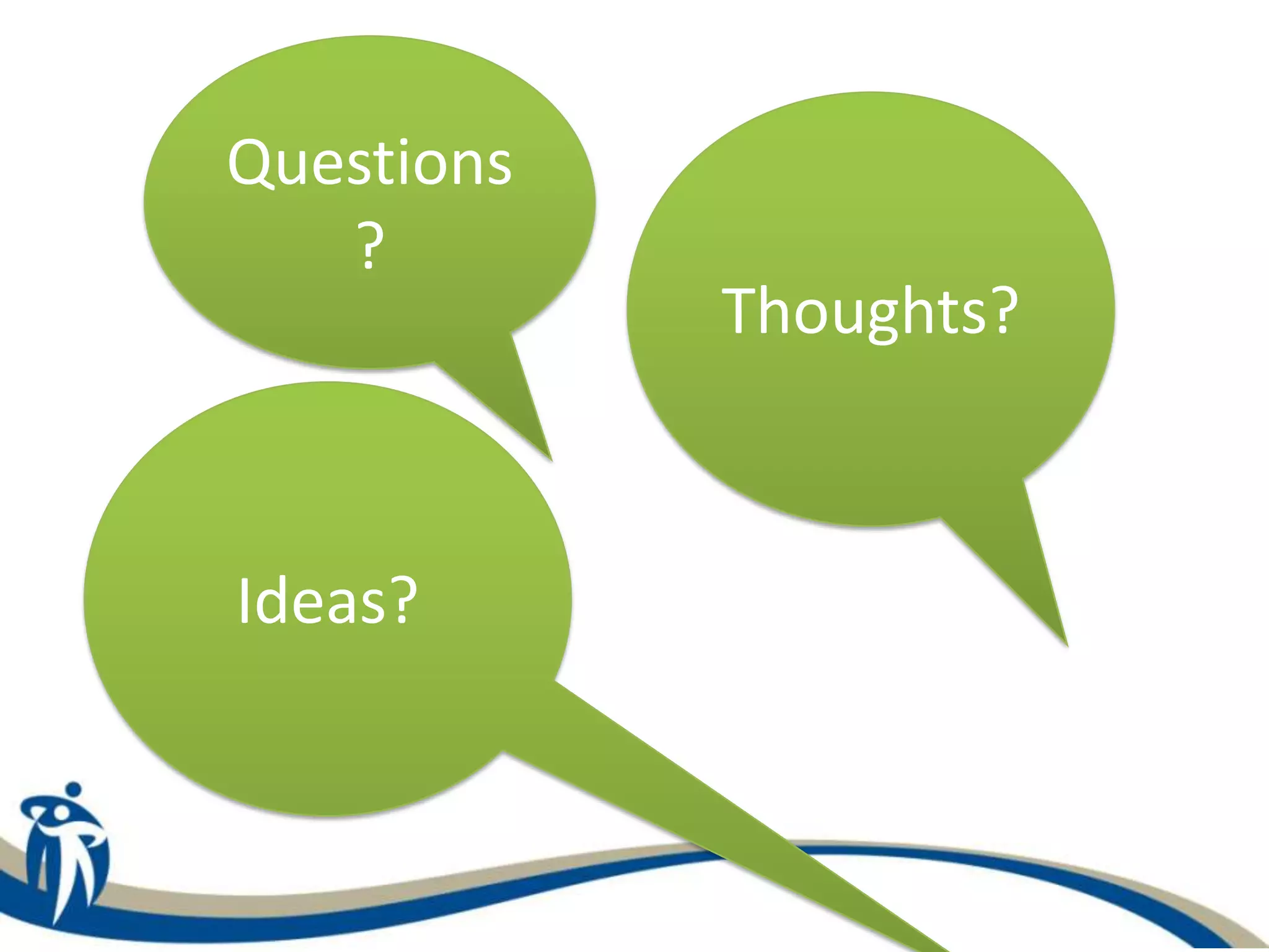 Thoughts?
Ideas?
Questions
?
 