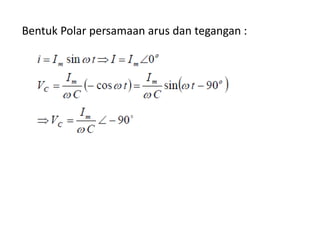 Bentuk Polar persamaan arus dan tegangan :
 