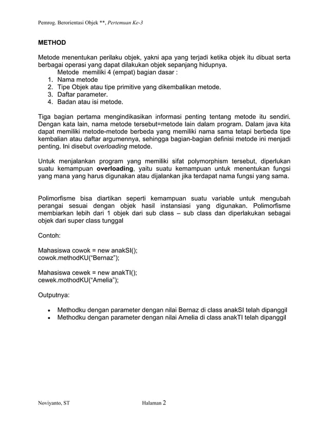 3 pengertian class object method pdf