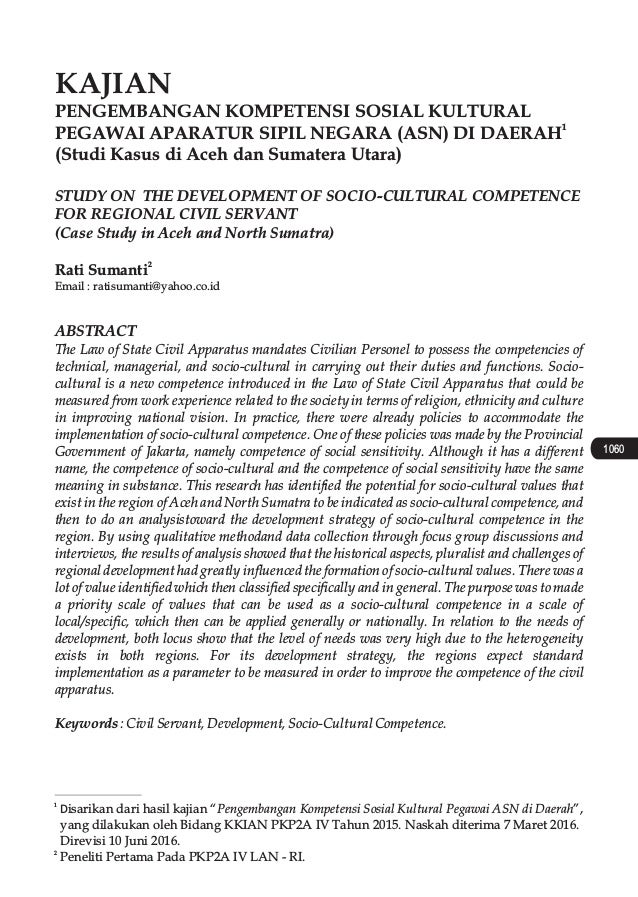 Penyusunan Standar Kompetensi Sosio Kultural Untuk Jabatan Pimpinan T