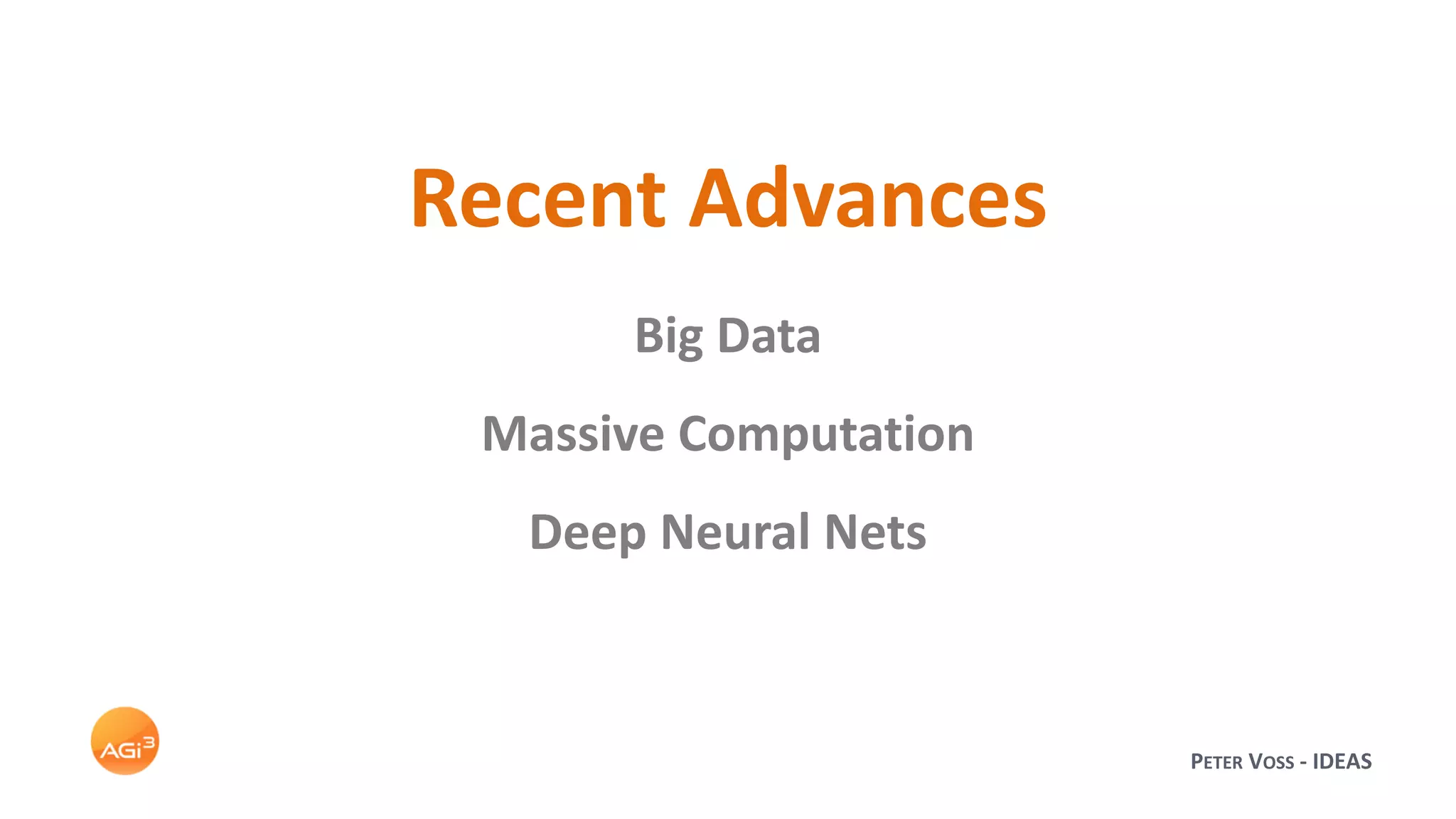 PETER VOSS - IDEAS
Recent Advances
Big Data
Massive Computation
Deep Neural Nets
 