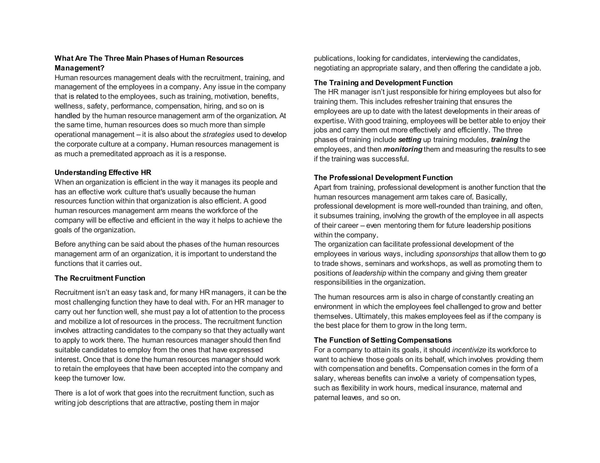 3 phases of Human Resource Management | DOCX