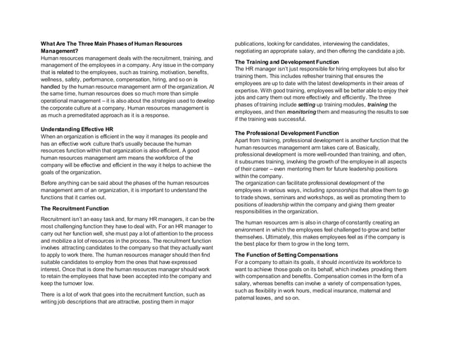 3 Phases Of Human Resource Management