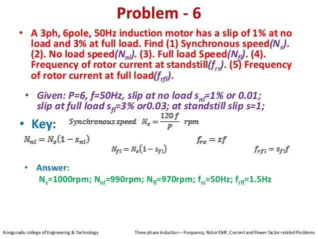 3 Phase Induction Motor Frequency Of Induced Emf Current And Power