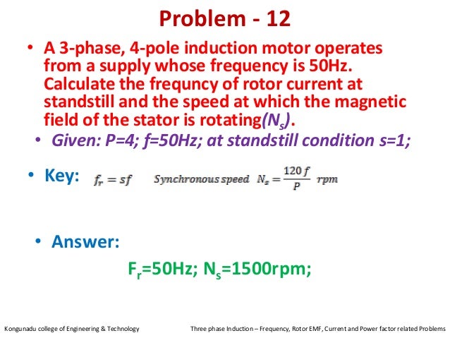 3 Phase Induction Motor Frequency Of Induced Emf Current And Power