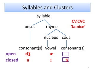 The dataset reveals that [r] occurs between two vowels but [l] occurs at the end of words.             V___V                                                _____#occurs between vowels                occurs at the end of words Thus, [l] and [r] are in complementary distribution in Korean. They are mutually exclusive. In the same context, you can never find both.Complementary Distribution26Superman and Clark Kent are different "physical realizations" of the cartoon character. When Clark Kent is present, Superman is NOT.Remember: When sounds are in complementary distribution, they cannot be contrastive. The replacement of one sound for the other does not change the meaning of the word.