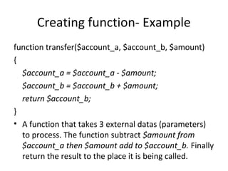 php 2 Function creating, calling, PHP built-in function | PPT