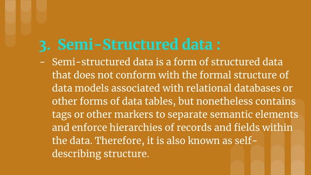 3 pillars of big data : structured data, semi structured data and ...