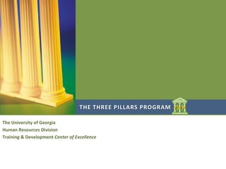 THE THREE PILLARS PROGRAM T P P

The University of Georgia
Human Resources Division
Training & Development Center of Excellence
 