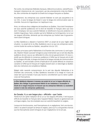 2008 Bloc Quebecois Platform Ch. 2