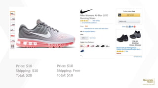 $10
Price: $10
Shipping: $10
Total: $20
Price: $10
Shipping: Free
Total: $10
 