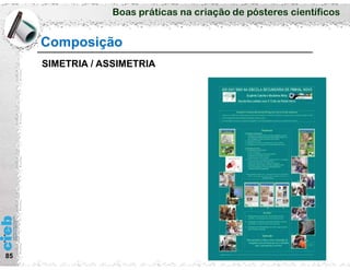 Boas práticas na criação de pósteres científicos
85
Composição
SIMETRIA / ASSIMETRIA
 