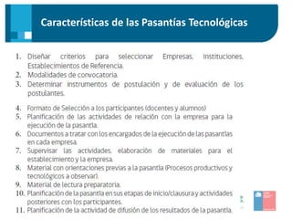 Características de las Pasantías Tecnológicas
 