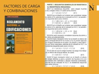 FACTORES DE CARGA
Y COMBINACIONES
 