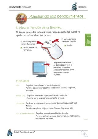 COMPUTACIÓN 3° PRIMARIA I BIMESTRE
Colegio “Los Hijos de María”
11
 