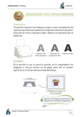 COMPUTACIÓN 3° PRIMARIA I BIMESTRE
Colegio “Los Hijos de María”
13
 