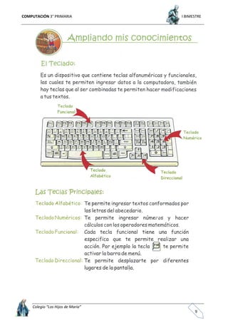 COMPUTACIÓN 3° PRIMARIA I BIMESTRE
Colegio “Los Hijos de María”
9
 