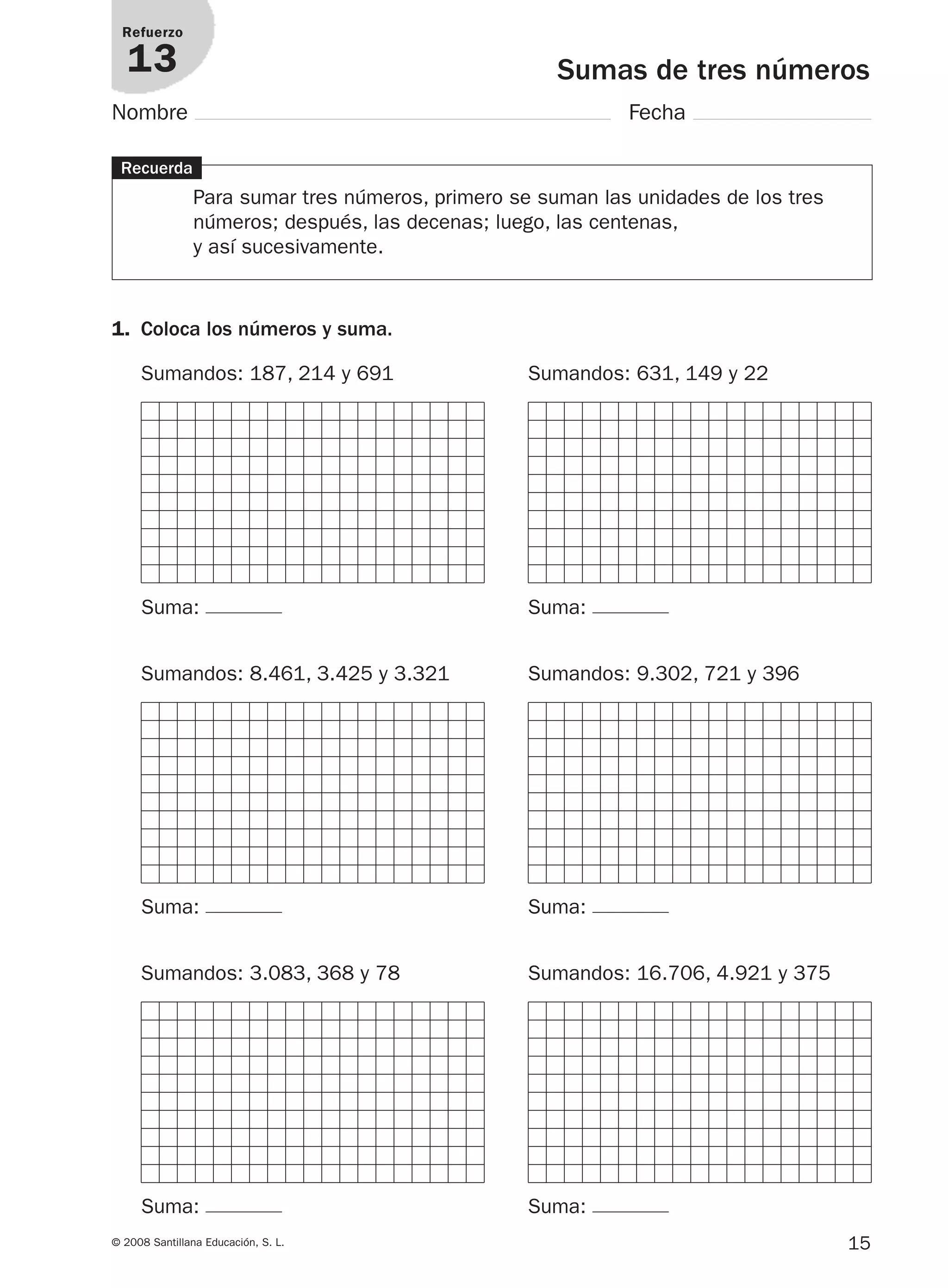 3º prim matematicas refuerzo y ampliacion santillana | PDF