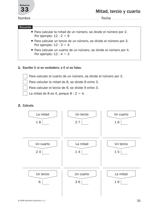 3º prim matematicas refuerzo y ampliacion santillana | PDF