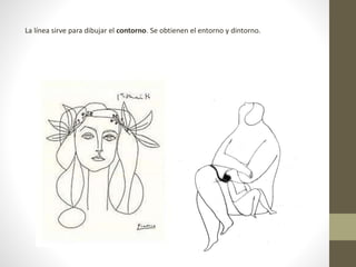 La línea sirve para dibujar el contorno. Se obtienen el entorno y dintorno.
 