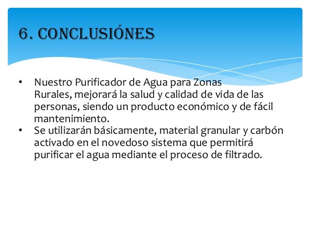 Objetivo de un filtro de agua casero