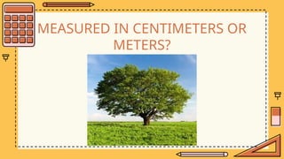 MEASURED IN CENTIMETERS OR
METERS?
 