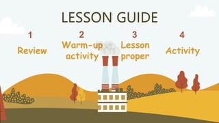 LESSON GUIDE
1
Warm-up
activity
2 3
Review
Lesson
proper
4
Activity
 