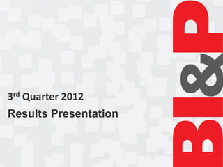 3rd Quarter 2012
Results Presentation
 
