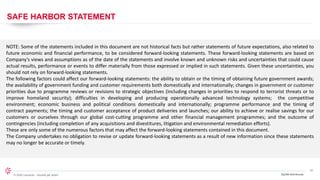 41
© 2024 Leonardo - Società per azioni
SAFE HARBOR STATEMENT
3Q/9M 2024 Results
NOTE: Some of the statements included in this document are not historical facts but rather statements of future expectations, also related to
future economic and financial performance, to be considered forward-looking statements. These forward-looking statements are based on
Company’s views and assumptions as of the date of the statements and involve known and unknown risks and uncertainties that could cause
actual results, performance or events to differ materially from those expressed or implied in such statements. Given these uncertainties, you
should not rely on forward-looking statements.
The following factors could affect our forward-looking statements: the ability to obtain or the timing of obtaining future government awards;
the availability of government funding and customer requirements both domestically and internationally; changes in government or customer
priorities due to programme reviews or revisions to strategic objectives (including changes in priorities to respond to terrorist threats or to
improve homeland security); difficulties in developing and producing operationally advanced technology systems; the competitive
environment; economic business and political conditions domestically and internationally; programme performance and the timing of
contract payments; the timing and customer acceptance of product deliveries and launches; our ability to achieve or realise savings for our
customers or ourselves through our global cost-cutting programme and other financial management programmes; and the outcome of
contingencies (including completion of any acquisitions and divestitures, litigation and environmental remediation efforts).
These are only some of the numerous factors that may affect the forward-looking statements contained in this document.
The Company undertakes no obligation to revise or update forward-looking statements as a result of new information since these statements
may no longer be accurate or timely.
 