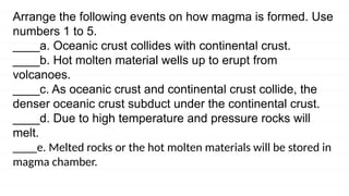 Grade 9 earth Science Third Quarter Topic Formation of Magma | PPTX