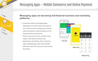 A D
P L A T F O R M
2
• Increasing number of messaging apps,
especially the ones from Asia, are venturing
into mobile comm...