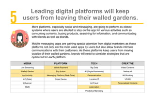 Leading digital platforms will keep
users from leaving their walled gardens.
More platforms, especially social and messagi...