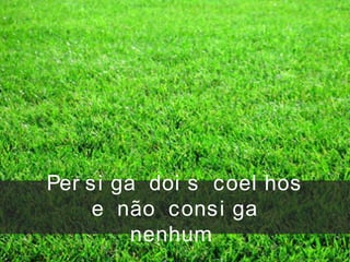 Per si ga doi s coel hos
e não consi ga
nenhum.
 