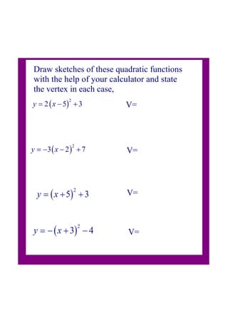 3) quadratic vertex form | PDF